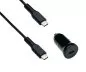Preview: Chargeur rapide USB pour voiture 20W C avec câble C, chargeur USB pour voiture, câble de charge C vers C, noir, boîte DINIC avec trou européen, 1,50m